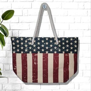 Cappelli Straworld Toyo American Flag Woven Nautical Rope Strap Tote Bag